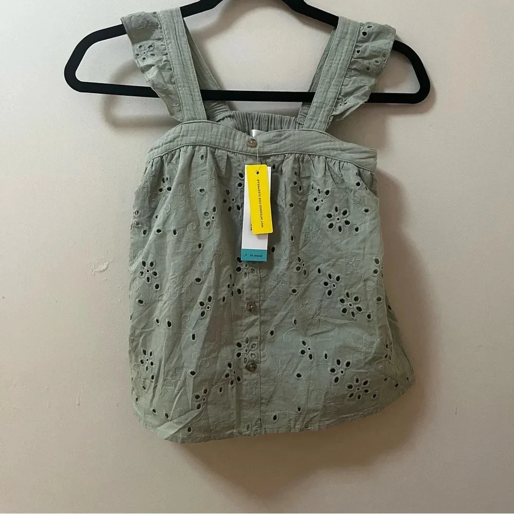 Sunset West Sage eyelet top with ruffle sleeves- Girls Size Medium-NWT - Picture 2 of 4